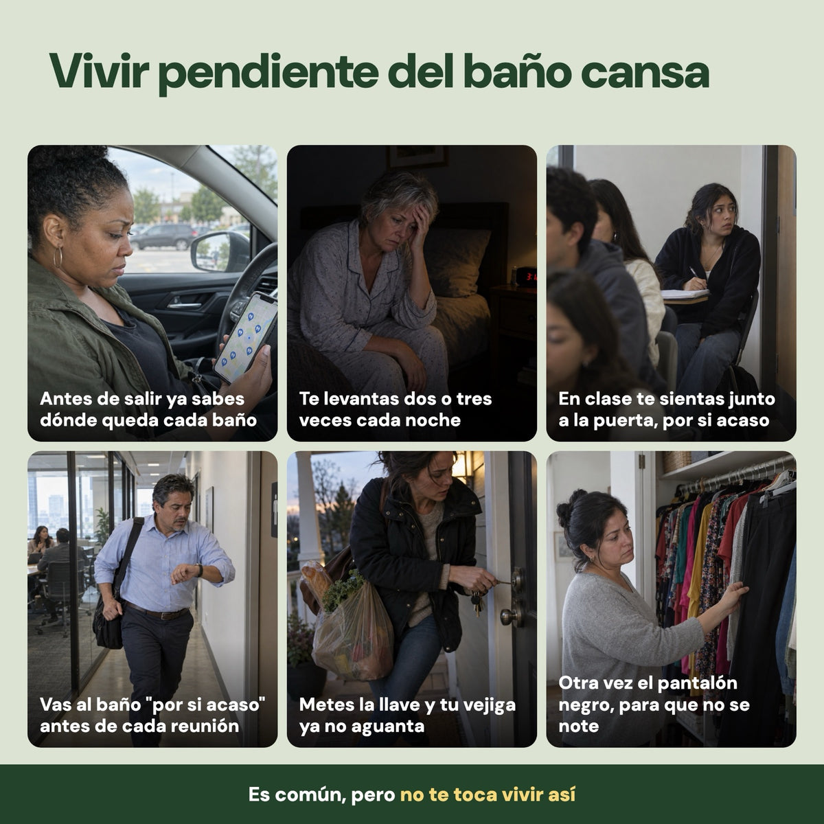 Situaciones de quien vive pendiente del baño