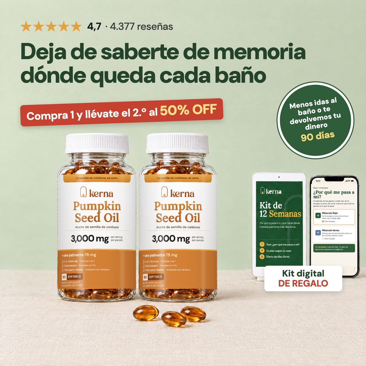 Kerna Daily: compra 1 y llévate el 2.º al 50%